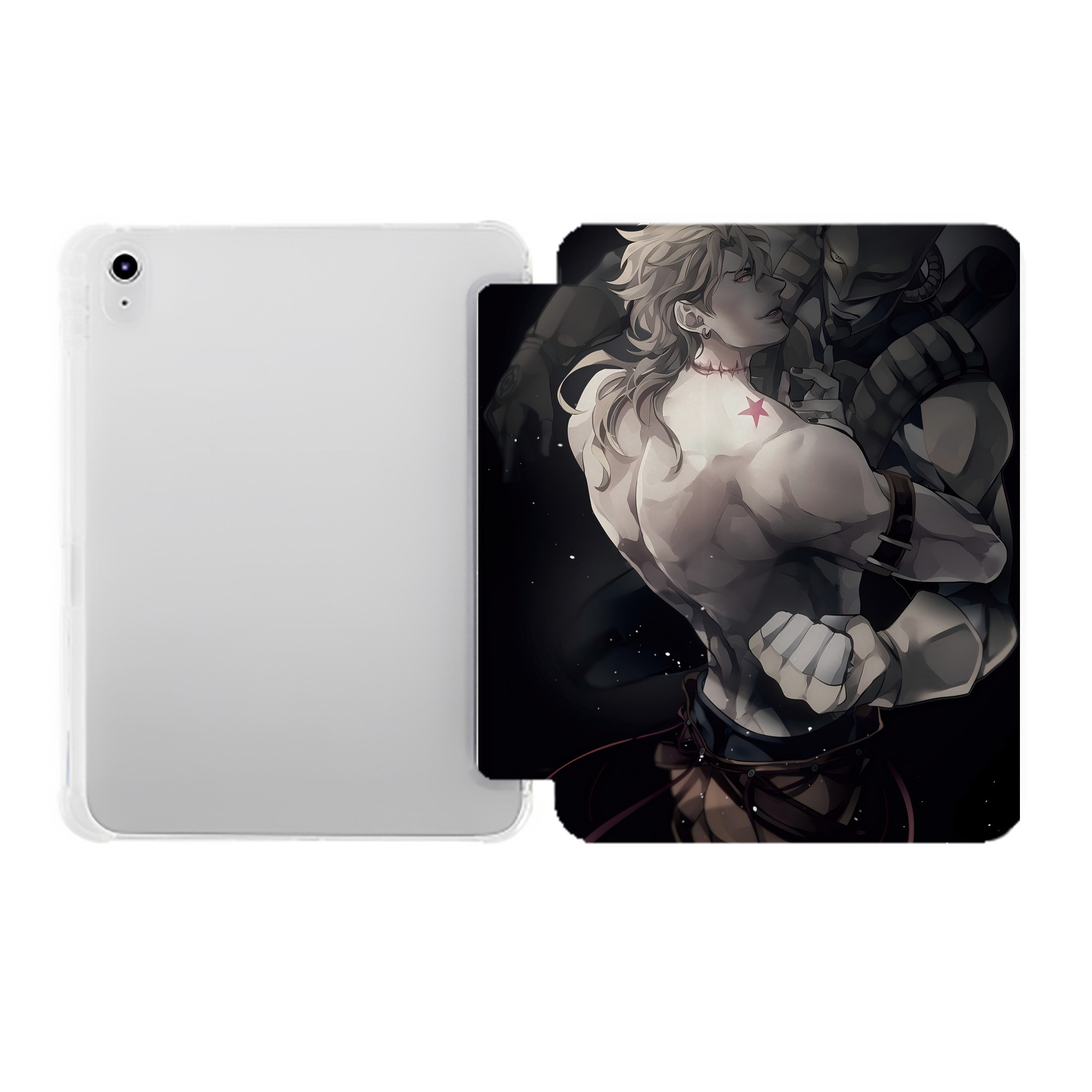 （画像用） ジョジョの奇妙な冒険 JoJo's Bizarre Adventure IPad ケース ペン収納付き 三つ折りスタンド PUレザー×シリコン 対応機種9.5/10.5/10.9インチ